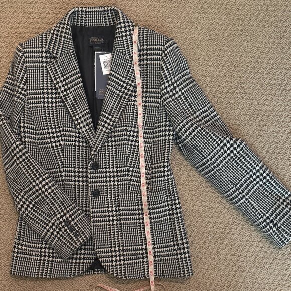 NWT Pendleton Virgin Wool Houndstooth Blazer – Size 4, Black & White - Picture 5 of 8